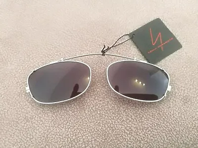 YOHJI YAMAMOTO Vintage CLIP-ON Sunglasses 52-9014 Matte Silver  Blue Lenses • $51.12