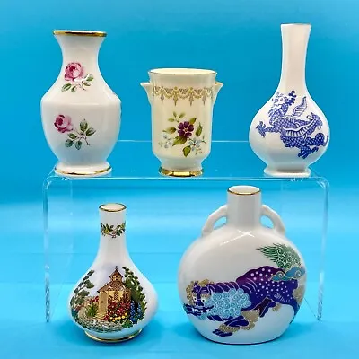 Lot Of 5 Mini Bud Vases: Ginon Minton Noritake Royal Worcester Spode – Mint! • $30.96