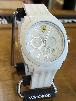 Ferrari Shelf Men’s Quartz White Silicone Strap White Dial 46mm Watch 830113 • $57