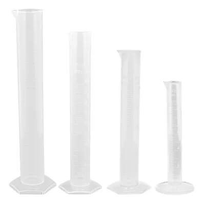 4 Pcs Graduated Test Tube Plastic Measuring Cylinder Thicken • £10.48