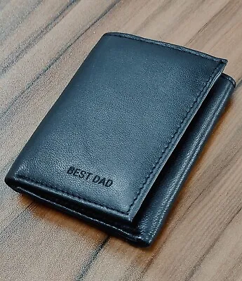 Personalised Engraved Slim Genuine Leather RFID Blocking Wallet Gift For Him Men • $16.41