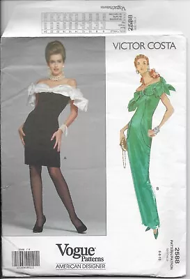 Vogue Pattern 2588 Victor Costa Cocktail Evening  Dress Size 6-8-10 Uncut FF • $19