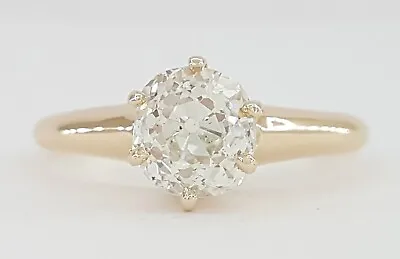 Antique Victorian Old Mine Cut Diamond Solitaire Engagement Ring 1.36 Ct 14k GIA • $3195