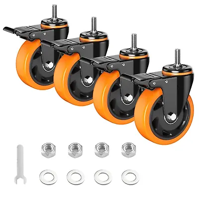 Stem Caster Wheels 4 Inch Heavy Duty Threaded Stem Casters 3/8  16UNC X 1  NEW  • $34.69