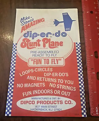 Vintage STUNT Paper PLANE KIT Mike Stone's Amazing Dip-Er-Do  NOS Dipco New • $10