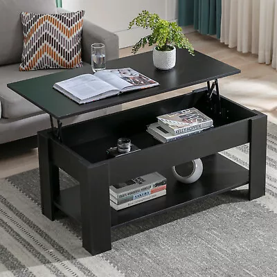 Coffee Table With Storage Lift Top Up Drawer Shelf Wooden Living Room Furniture • £55.99