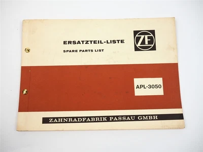 $52.71 • Buy ZF APL3050 Planet Steering Axle Spare Parts List Lubrication Regulation 1967