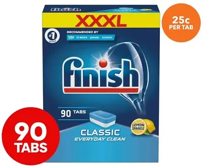 $21.95 • Buy Finish Classic Everyday Clean Dishwasher Tabs Lemon Sparkle 90pk Tablets