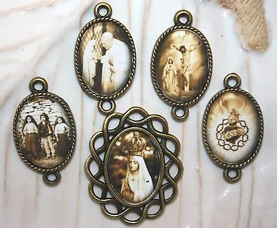 £24.28 • Buy Custom Fatima Bronze Rosary Parts~Center & 4 Pater Picture Medals~Free Shipping