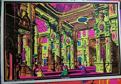 THE THEATER VINTAGE 1970 HEADSHOP BLACKLIGHT POSTER By Dick Dagres Dist. -NICE! • $49.95