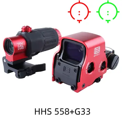 HHS G33 Magnifier With Holographic 558 Sight Red Green Dot Airsoft Hunting Scope • $126