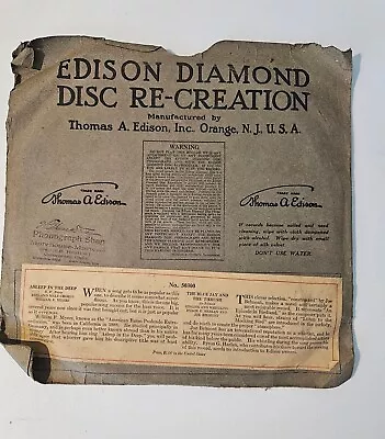 Antique Edison Diamond Disc Re-Creation Record In Original Sleeve • $5.99