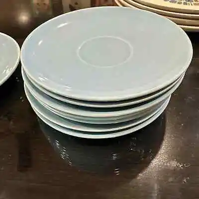 Set 8 Vintage MCM Canonsburg Pottery Temporama 6” Blue Tea Plates • $20