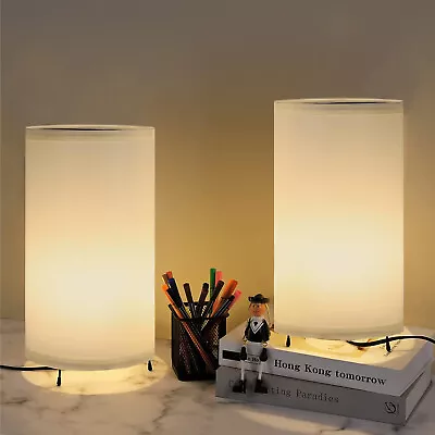 Small Table Lamps Set Of 2 Modern Bedside Lamp W/ Metal Base For Living Room Den • $20.39