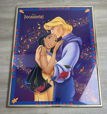 Vintage Disney Pocahontas Framed Poster Wall Art 20x16 Hugging John Smith • $19.96