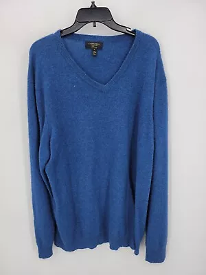 Club Room Cashmere Sweater Mens XL Blue V-Neck Long Sleeve Pullover Modern • $34.14