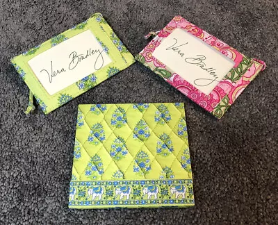 Vera Bradley Citrus Green Elephants And Pinwheel Pink 3 Piece Accessory Set  • $16