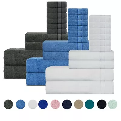 Sweet Needle Luxury 100% Cotton Towel 10 Piece Set Face Hand Bath Towels 600GSM • £25.99