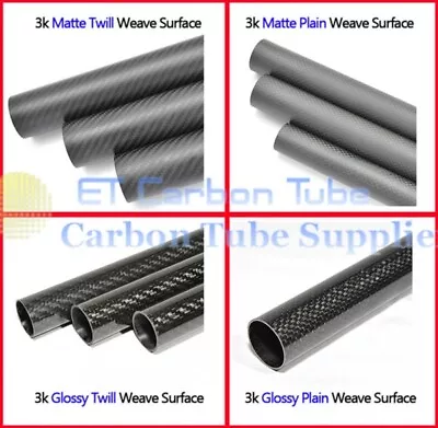 2pcs 3K Carbon Fiber Tube 10mm 12mm13mm 14mm15mm16mm 17 18-20mm X500mm Wrapped • £11.20