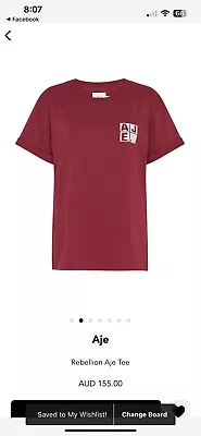 Aje - Rebellion Maroon Embroidered Tee - Size S • $55