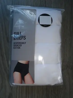 4 Pk M&s Marks & Spencer White Cotton Full Brief Style Knickers Uk Size 10 • £7.99