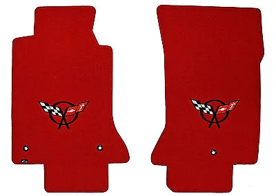 Lloyd CLASSIC LOOP Red FLOOR MATS Black C5 Logos 1997 To 2004 Chevrolet CORVETTE • $138.99