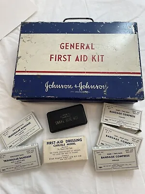 Vintage Johnson And Johnson General First Aid Kit Snake Bite Kit And Bandages • $18