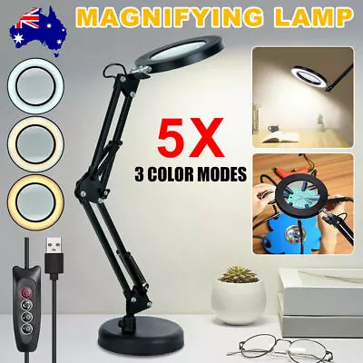 5X Magnifying Glass Lamp LED Light Magnifier Desk Table Task Craft Work Bench AU • $27.16