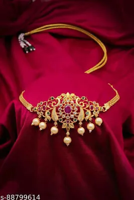 Indian Bollywood Kundan Gold Plated Fashion Jewelry Bridal Choker Necklace Set • $30.26