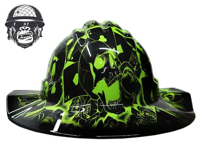 Custom Hydrographic Safety Hard Hat Mining ACE OF SKULLS BROADBRIM • $85