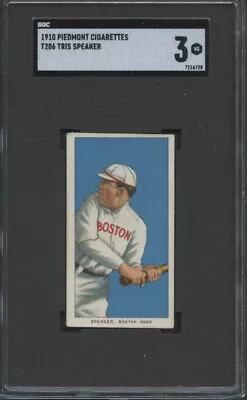 1909-11 T206 Piedmont 350 Tris Speaker Boston Red Sox Hall-of-Fame SGC 3 VG • $2047.50