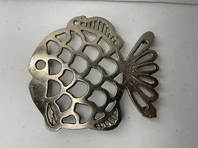 Vintage Mid Century Modern Metal Goldfish Fish Kitchen Trivet Pot Holder • $12.99