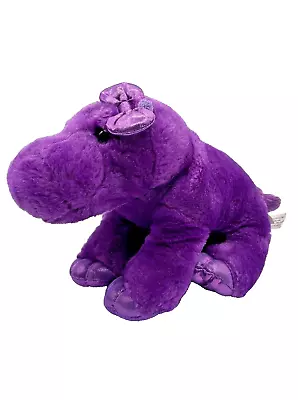 Girlz Nation PURPLE HIPPO Glittery Bow & Paws~Soft & Squishy!~by Aurora World • $11.80