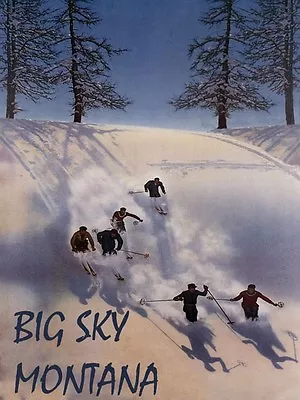 BIG SKY MONTANA Vacation Ski Winter Sport Mountain Vintage Poster Repo FREE S/H • $17.90
