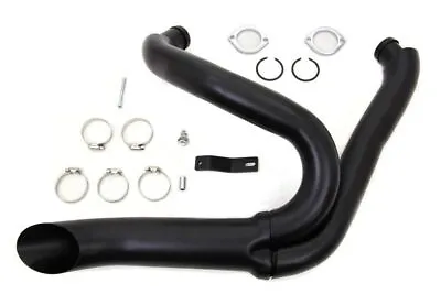 Black Wyatt Gatling 2 Into 1 Exhaust Lake Pipe Header Kit Harley Chopper 18mm O2 • $419.95