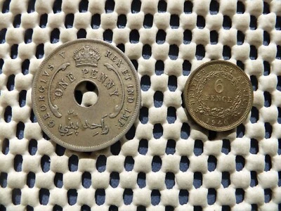 £0.99 • Buy BRITISH WEST AFRICA.  George VI Sixpence 1940. George V  One Penny  1919.