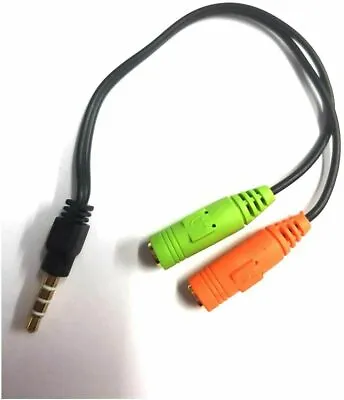 £3.45 • Buy 3.5mm Stereo Headphone Microphone Audio Splitter Cable Adapter Male To 2 Female