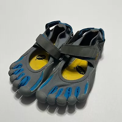 Vibram Fivefingers Shoes W39 US 8 Gray Blue Barefoot Cross Trek Sport Toe Hiking • $24.88