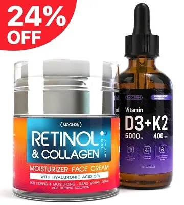 Retinol Cream For Face With Hyaluronic Acid + Vitamin D3 And K2 Liquid Drops • $24.99