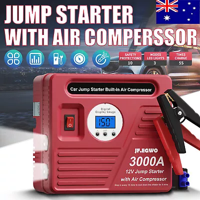 3000A Car Jump Starter Air Compressor Power Bank Charger Supply Battery Booster • $145.99