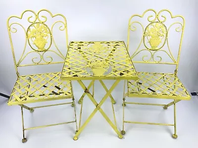 Victorian Style Children's Metal Patio Furniture Set Chairs & Table Chippy Paint • $125