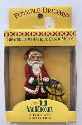 $27.95 • Buy Vaillancourt Folk Art Chalkware SANTA WITH BROWN BAG Possible Dreams Ornament