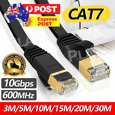 $7.85 • Buy 3m 10m 30m CAT7 RJ45 10Gbps Ethernet Network Lan Cable Flat Shielded Patch Lead