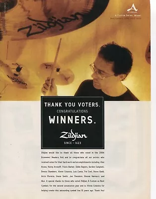 2006 Print Ad Of Zildjian A Custom Series Drum Cymbals W Vinnie Colaiuta • $9.99