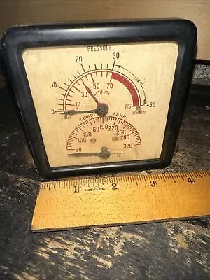 Vintage Pressure & Temperature Gauge. Marsh Instrument Co. Steampunk Factory • $29.70