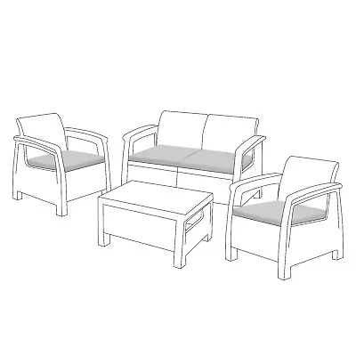 Replacement 4pc Seat Cushions Set Keter Corfu Garden Rattan Furniture Seat Pad • £29.97