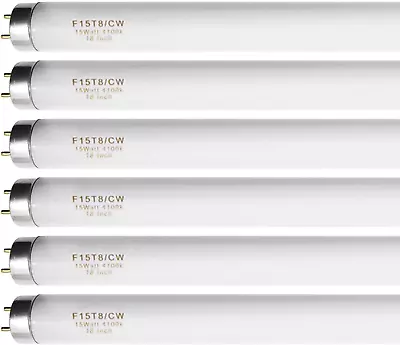 6 Pack 18 Inch F15T8/CW T8 15W Fluorescent Light Bulb Cool White For Philips GE • $41.99