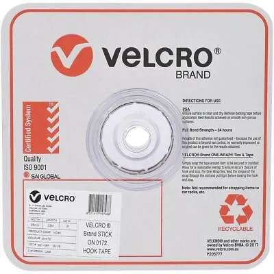 NEW Velcro Brand Stick-On Hook Only Tape Roll 25mmx25m White • $90.64