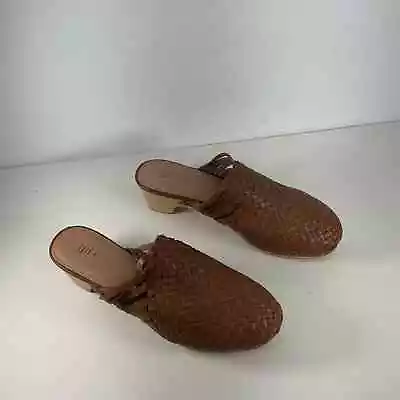 J.Jill Brown Leather Woven Mule Clog Sandals - Women's Size 9 • $31