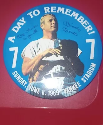 1969 Mickey Mantle Baseball A Day To Remember Yankee Stadium 4  Pin • $8.99